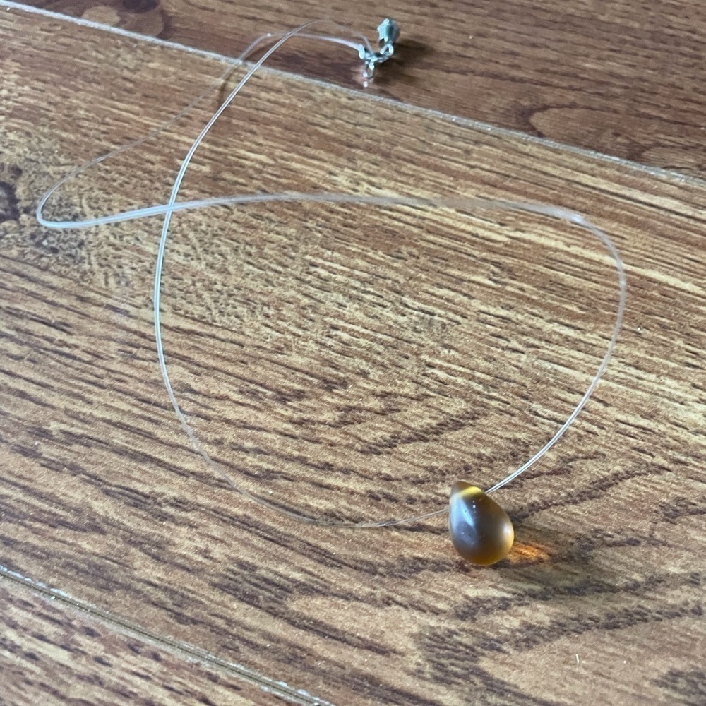 Amber glass bead tear drop necklace